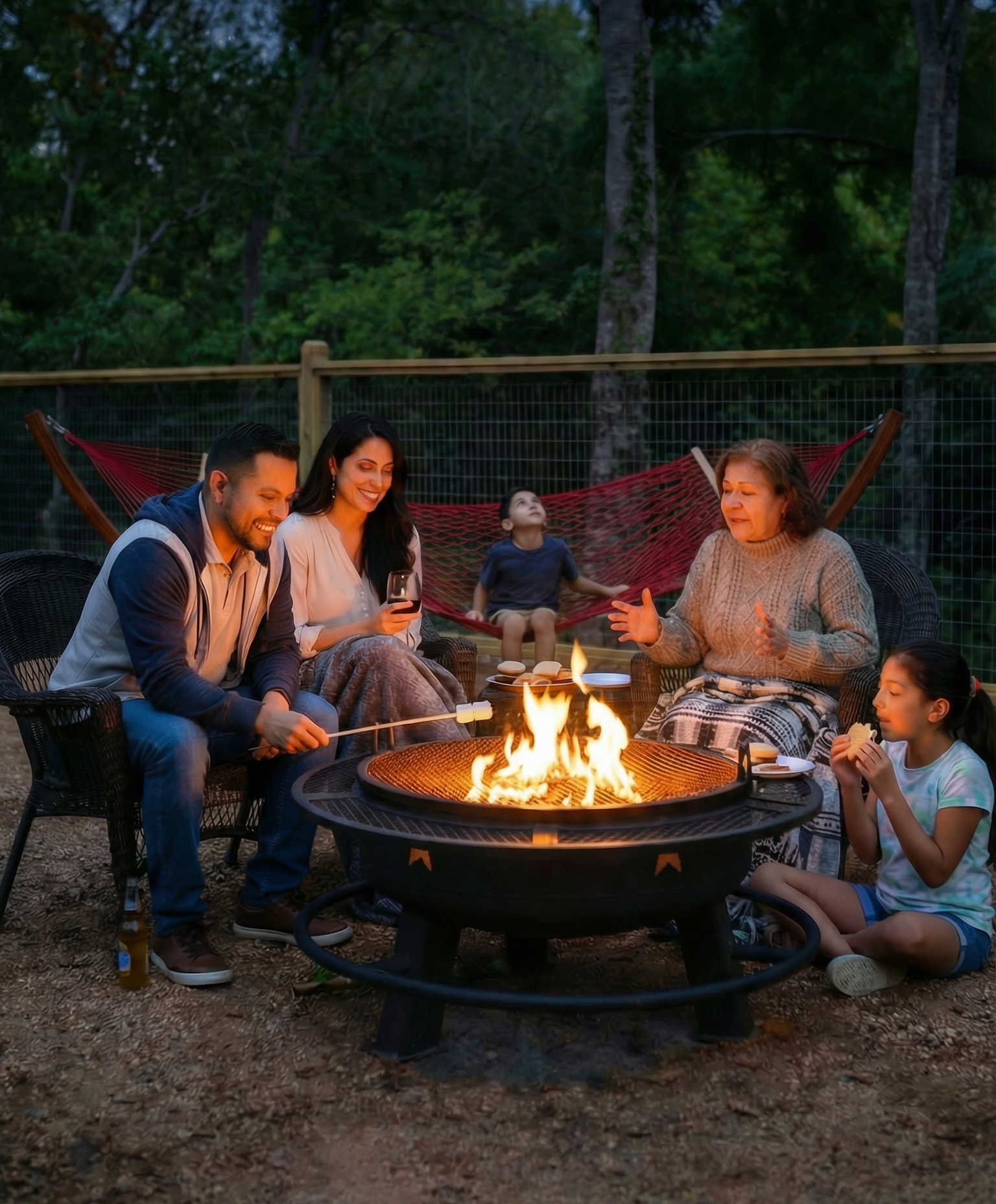 Family Christmas firepit at Son's Rio Cibolo