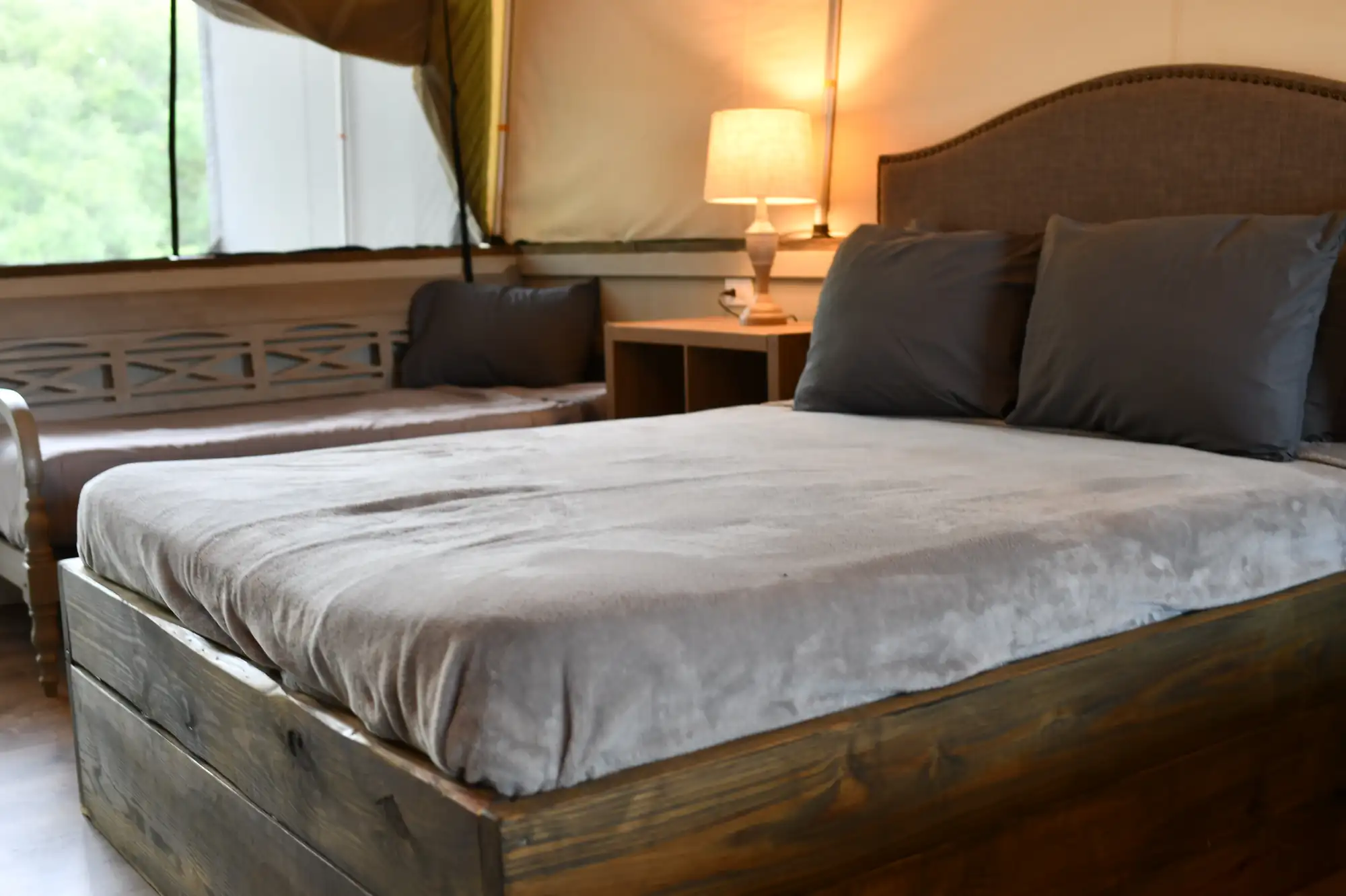 King-size bed with cozy pillows