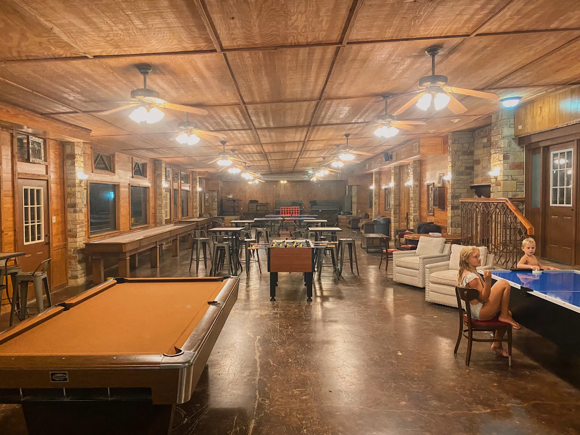 Game room at family reunion location near San Antonio