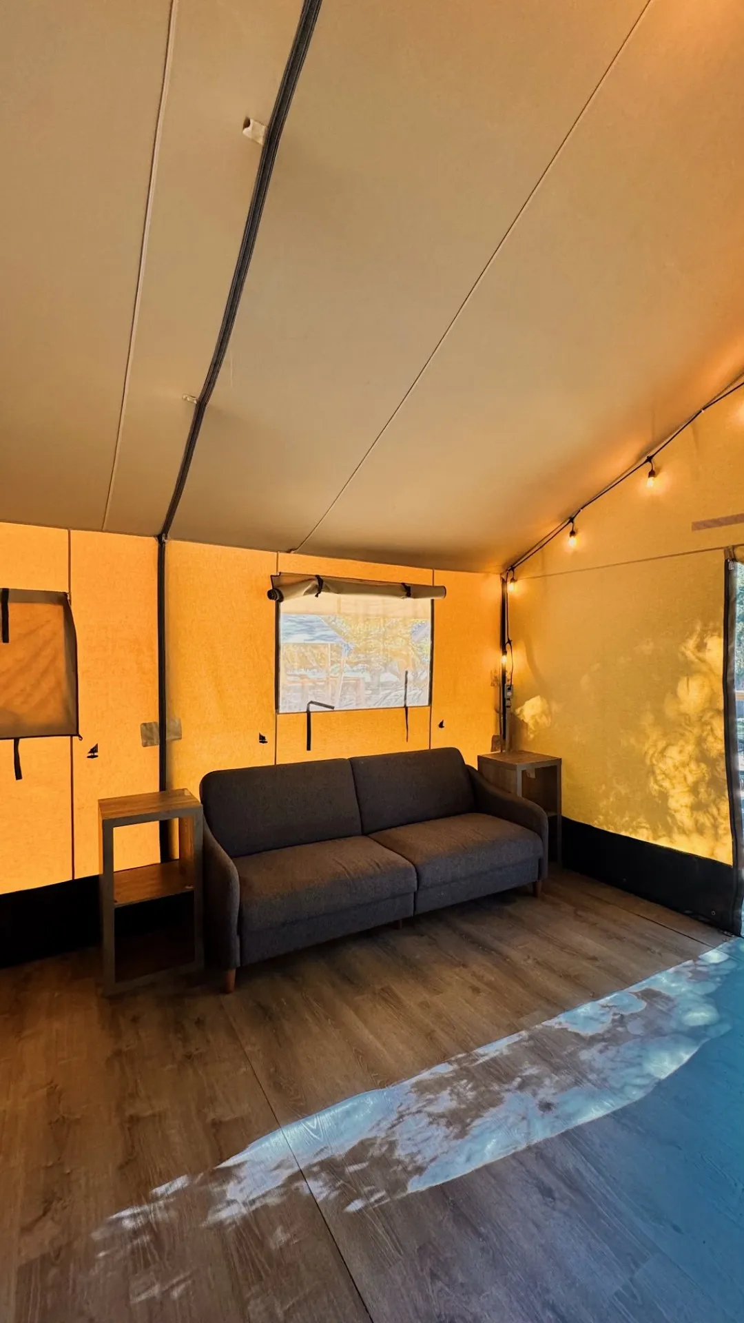 Safari Cabin living area with sofa