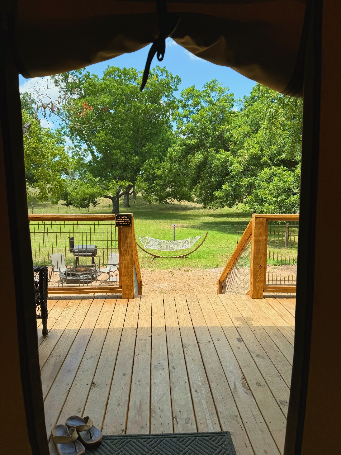 Safari Cabin porch view with hammock