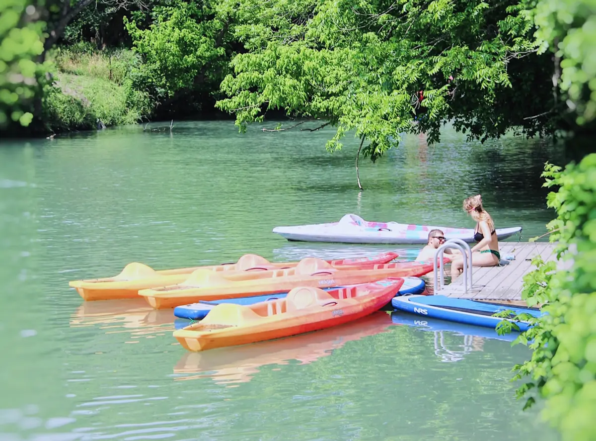 Son's Geronimo glamping near New Braunfels — spring-fed creek and 21 cabins