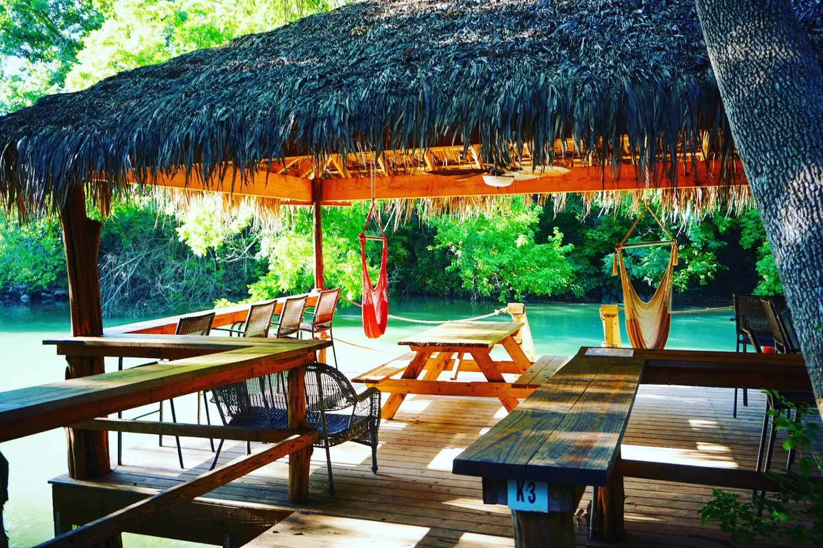 Son's Island private island glamping near New Braunfels — bell tents and cabana rentals