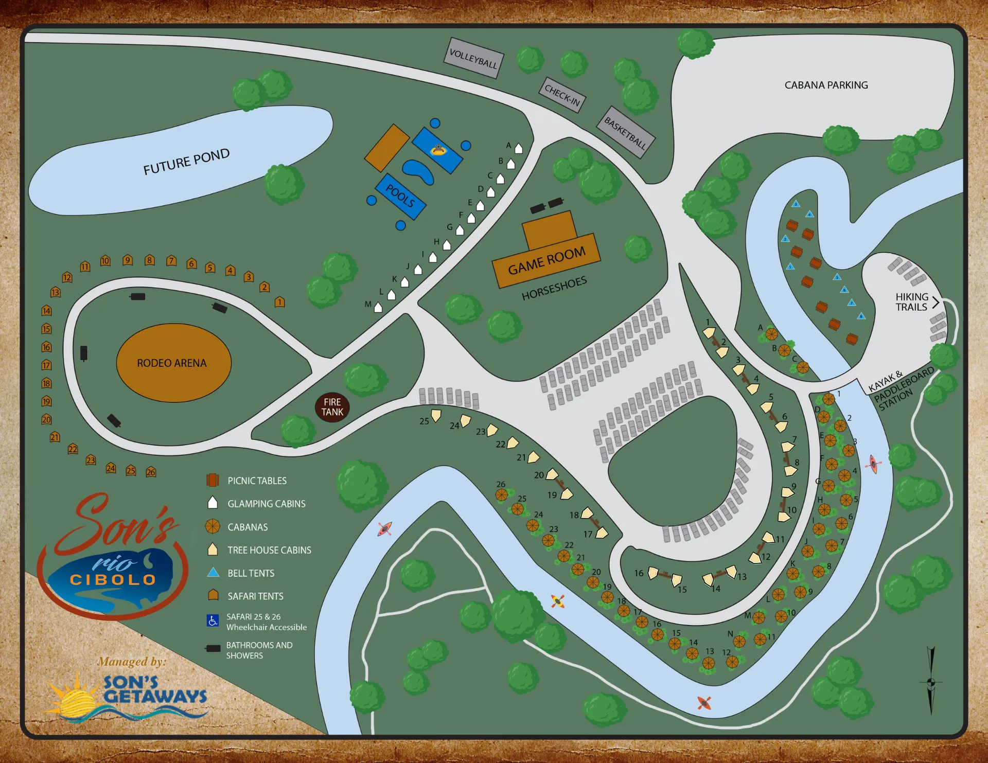 Aerial view of the spring-fed Cibolo Creek paddle route